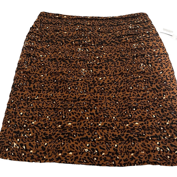 NWT Larry Levine  SZ 10 Animal Print Mini Skirt Boho Hippie Y2k Tiered Lined - Picture 1 of 9
